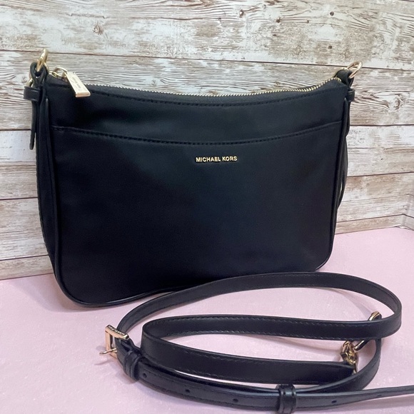Michael Kors Jet Set Medium Nylon Convertible Pochett Black Crossbody Bag - Picture 1 of 7